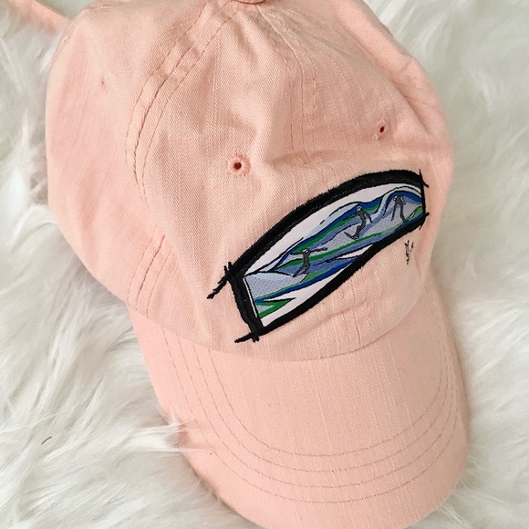 Women’s Surf Baseball Cap, OS Fits All, Peach Color with Surfer Design - Picture 3 of 3